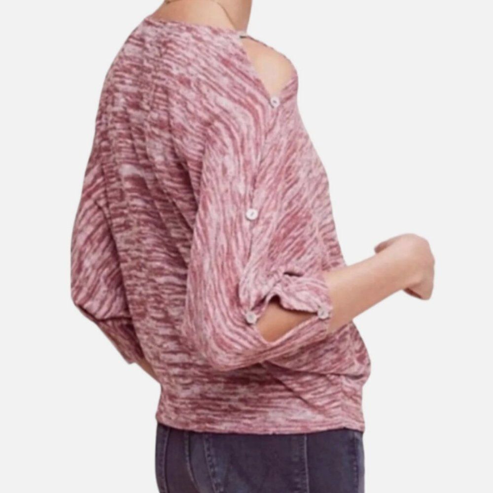Anthropologie Pink Button Down Sleeves Dolman Sweater Size Medium